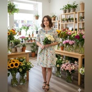 Matthew x Williamson H&M dress designer dress birds puff sleeve smocking